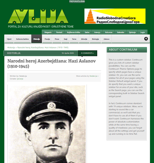 Hazi Aslanov - Legendarni general i narodni heroj Azerbejdžana 